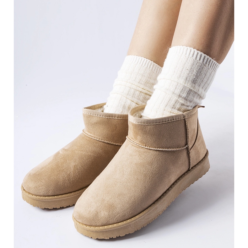 Bottes de neige courtes isolées beiges par Guglielma 1