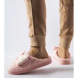 Chaussons chauds roses avec noeud 2