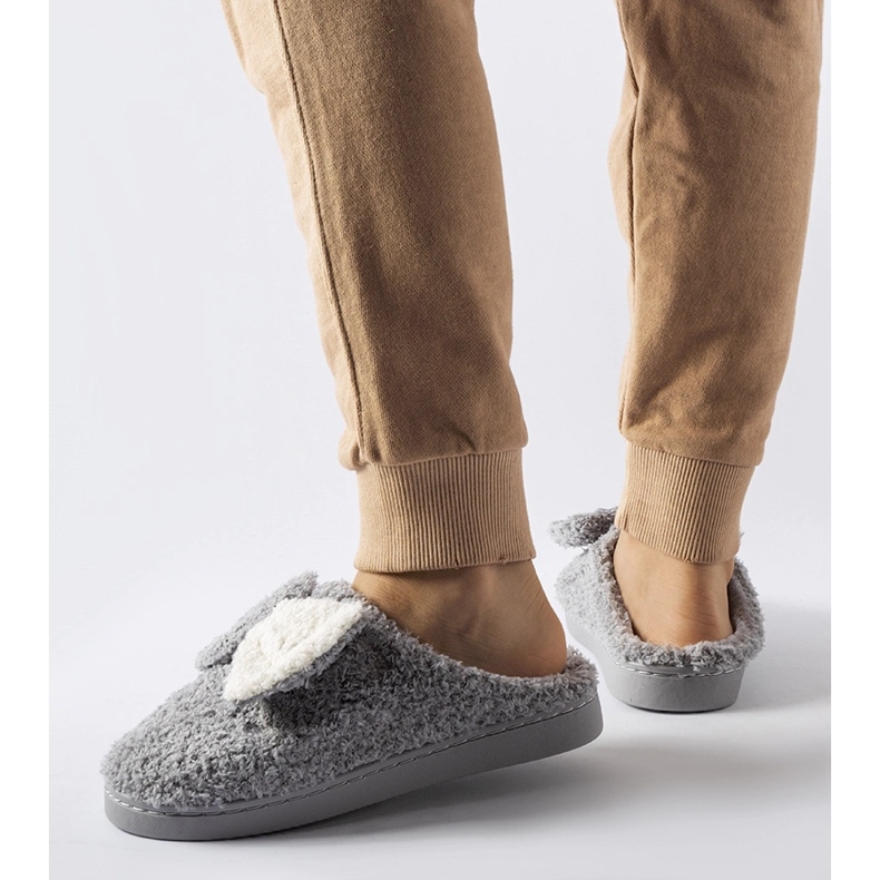 Chaussons chauds gris avec noeud Delfio 1