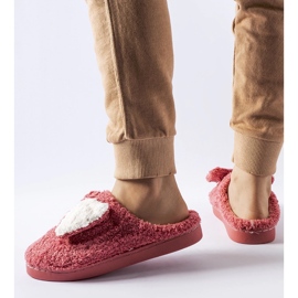 Chaussons chauds rose foncé avec noeud Delfio 1
