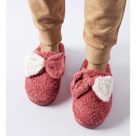 Chaussons chauds rose foncé avec noeud Delfio 2