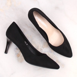 Escarpins à talons aiguilles en daim noir Sergio Leone 1336 le noir 4