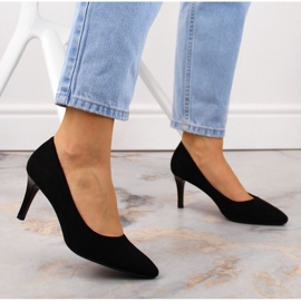 Escarpins à talons aiguilles en daim noir Sergio Leone 1336 le noir 6