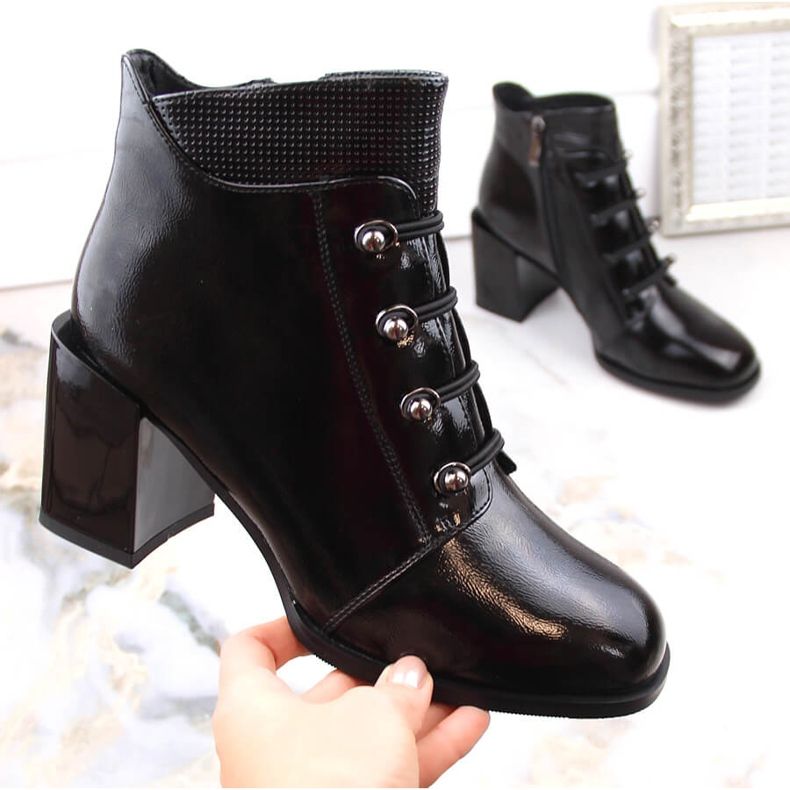 Bottines isolées en cuir verni pour femme, noir, Filippo DBT4891 1