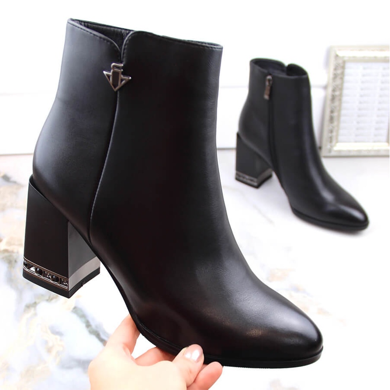 Filippo Bottines femme à talons hauts avec zircons, noir Fillippo DBT4842 le noir 1