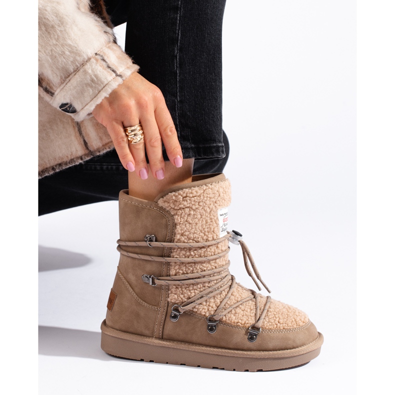 Bottes de neige femme shelovet beige chaud 1