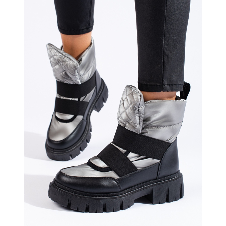 Bottes de neige femme Shelovet argent noir 1