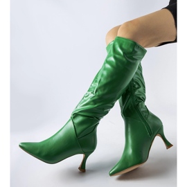 Bottes pointues vertes à talon haut 2