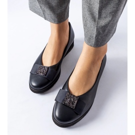 Ballerines noires avec un noeud sur la cale le noir 2