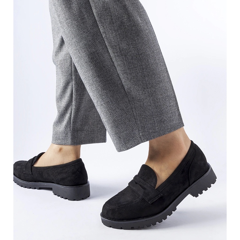 Mocassins classiques noirs en éco-daim le noir 1