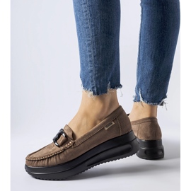 Mocassins compensés en éco-daim marron brun 2