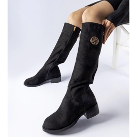 Bottes longues et chaudes en éco-suède noires 1