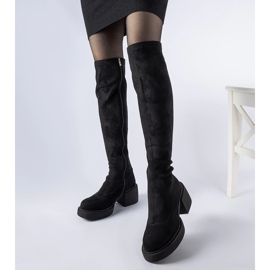 Bottes longues et chaudes en éco-suède noires 1