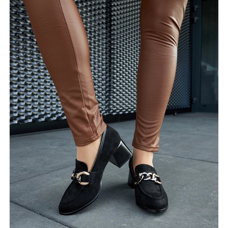 Escarpins noirs avec bloc en éco-daim le noir 1