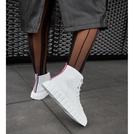 Inna Baskets longues en cuir blanc Carassai blanche 1