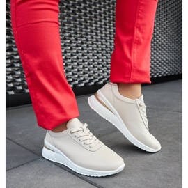 Baskets compensées en cuir beige par Federico 3