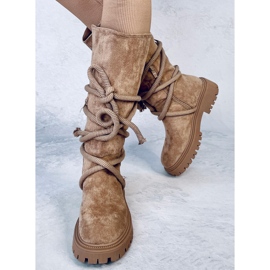 Boots en daim avec cordon Spicer Khaki beige 2