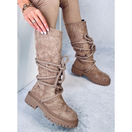 Boots en daim avec cordon Spicer Khaki beige 4