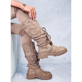 Boots en daim avec cordon Spicer Khaki beige 5