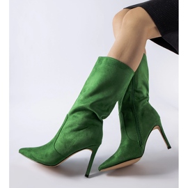 Bottes isolées vertes à talon haut de Rosaria 1