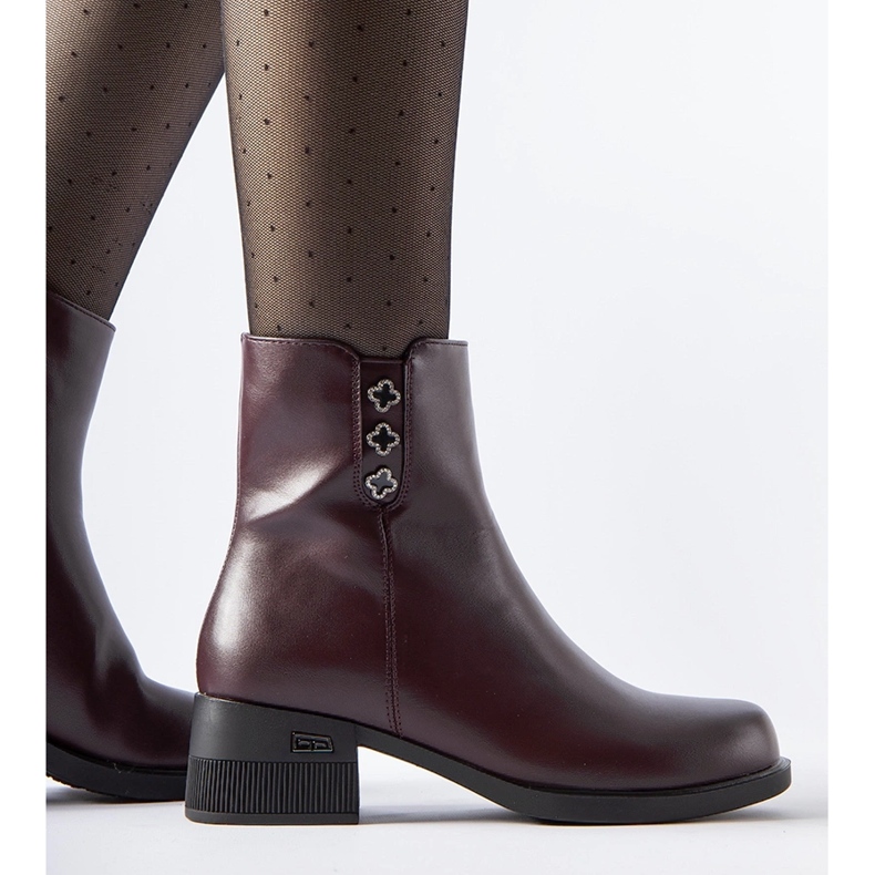 Bottines isolées bordeaux avec zircons Insignia rouge 1