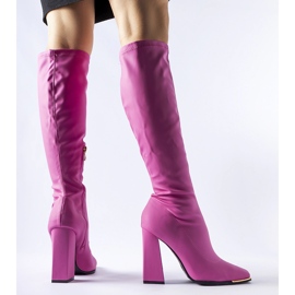 Bottes roses avec un énorme talon bloc d'Alvorada 2