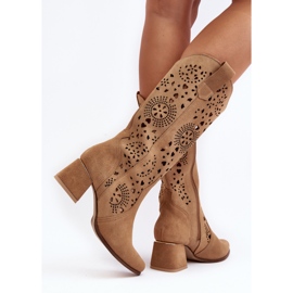 Bottes Daim Ajourées Lewski Shoes 3171 Beige brun 7
