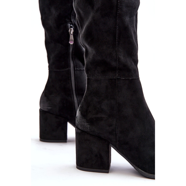 Vinceza Bottes cuissardes en daim noires Favana pour femmes le noir 3