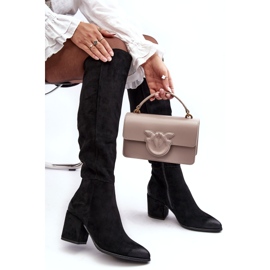 Vinceza Bottes cuissardes en daim noires Favana pour femmes le noir 4