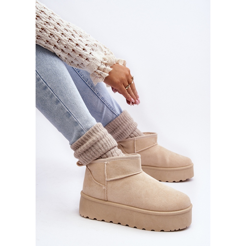Bottes de neige à plateforme en daim beige clair Corcoran 1