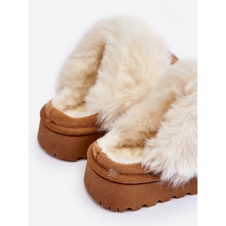 Chaussons enfant avec fourrure Camel Birasta brun 1