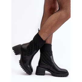 Bottes Pour Femmes Sur Talons Chunky Avec Chaussette Noir Briogen le noir 6