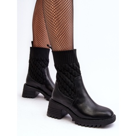 Bottes Pour Femmes Sur Talons Chunky Avec Chaussette Noir Briogen le noir 8