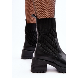Bottes Pour Femmes Sur Talons Chunky Avec Chaussette Noir Briogen le noir 10