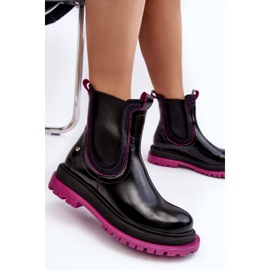 Bottines Chelsea en cuir pour femmes Maciejka 06199 noir 2