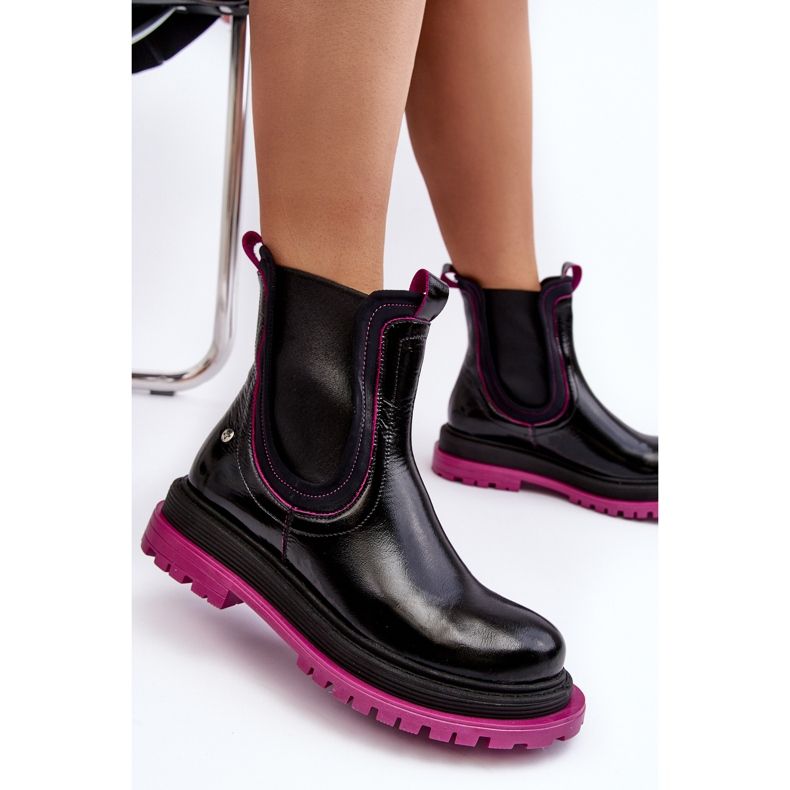 Bottines Chelsea en cuir pour femmes Maciejka 06199 noir 2