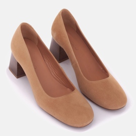 Marco Shoes Escarpins en daim beige 4