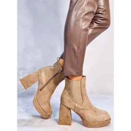Bottines talon large Ciara Kaki beige 1