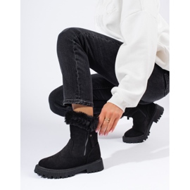W. Potocki Bottines de neige Potocki en daim noir avec fourrure le noir 2