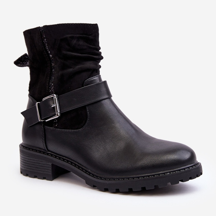Bottines Plates À Boucle Pour Femme Noir Cillolis 1