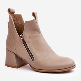 Bottines Femme En Cuir à Talons Bas Avec Découpes Zazoo 850 Beige 1 Bottines Femme En Cuir à Talons Bas Avec Découpes Zazoo 850 Beige 1