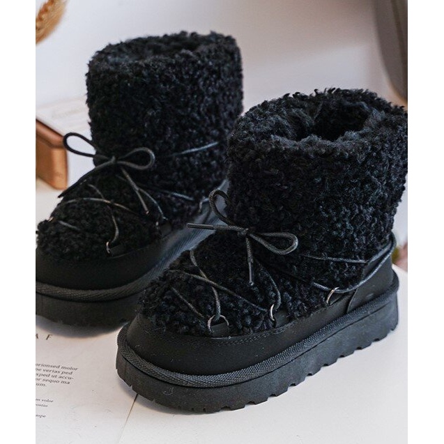 Bottes de neige chaudes pour enfants, à lacets noir, Asija 1