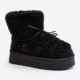 Bottes de neige à lacets et semelle épaisse pour femme, noir Loso 1