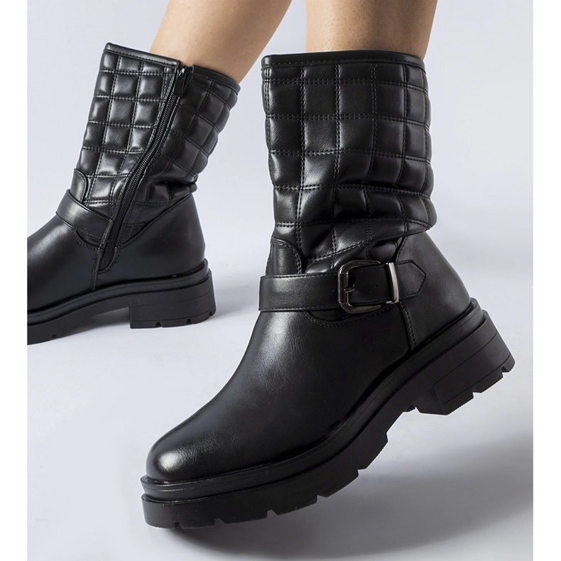 Bottines matelassées noires Bluffs 1
