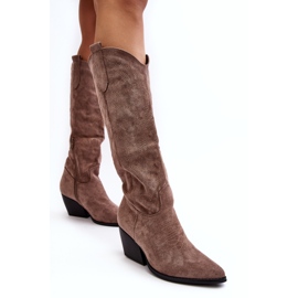 PA1 Bottes de cowboy beige foncé pour femmes par Sloana 4