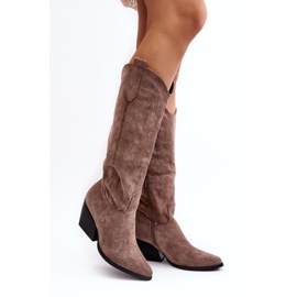 PA1 Bottes de cowboy beige foncé pour femmes par Sloana 3