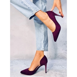Escarpins en daim à découpes Samira Wine violet 5