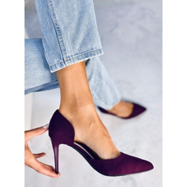 Escarpins en daim à découpes Samira Wine violet 2