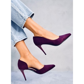 Escarpins en daim à découpes Samira Wine violet 4
