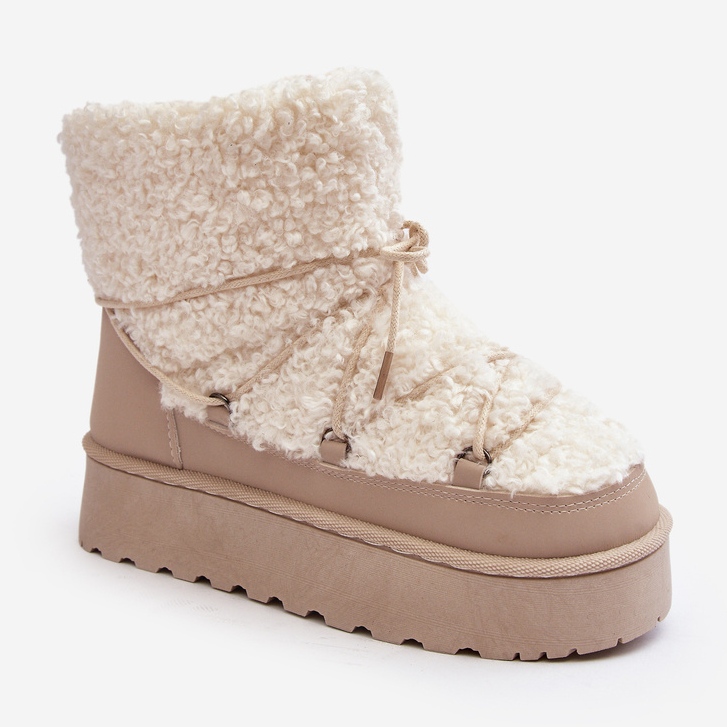 Bottes de neige à lacets et semelle épaisse pour femme, beige Loso 1 Bottes de neige à lacets et semelle épaisse pour femme, beige Loso 1